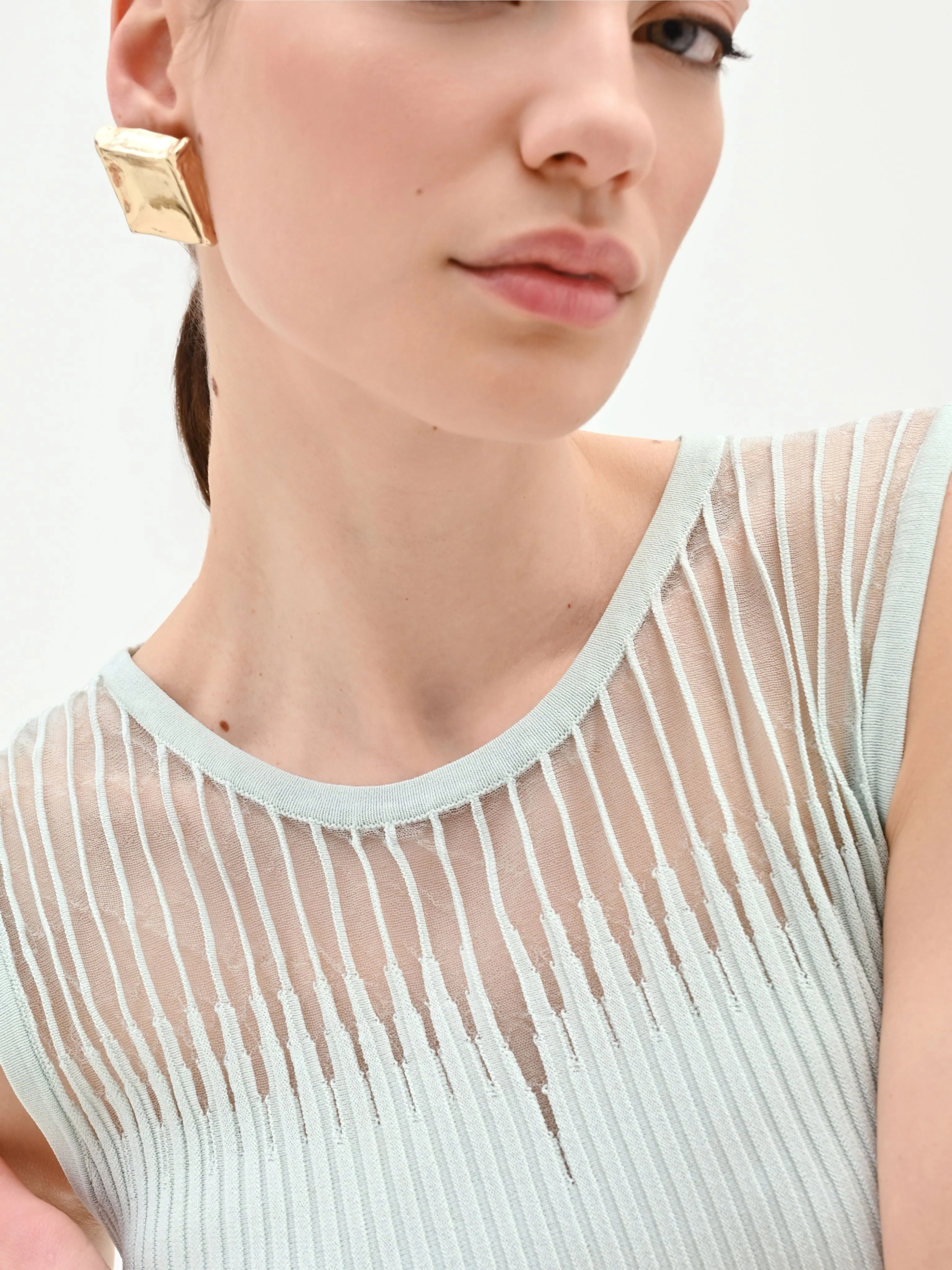 Top verde menta in maglia a costine - Image 4