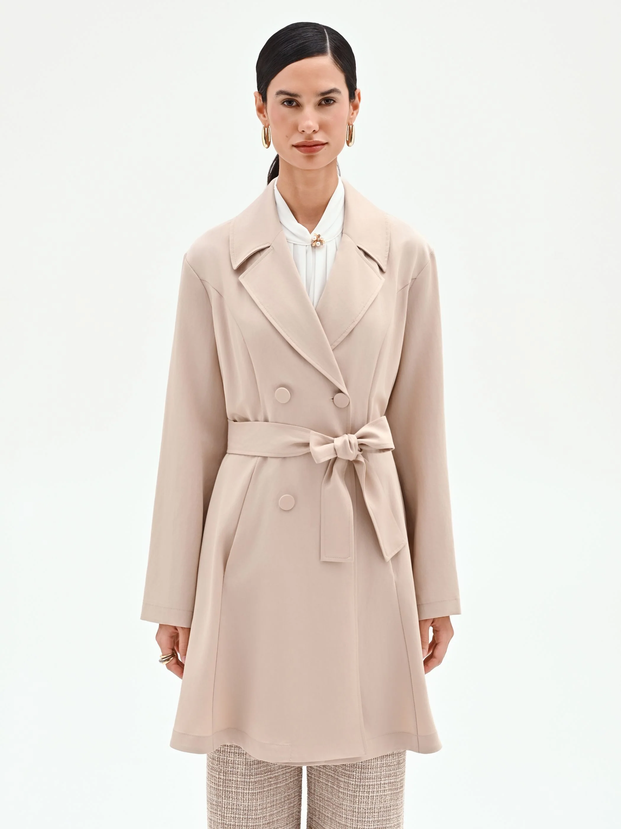 Trench doppiopetto tortora beige - Image 2