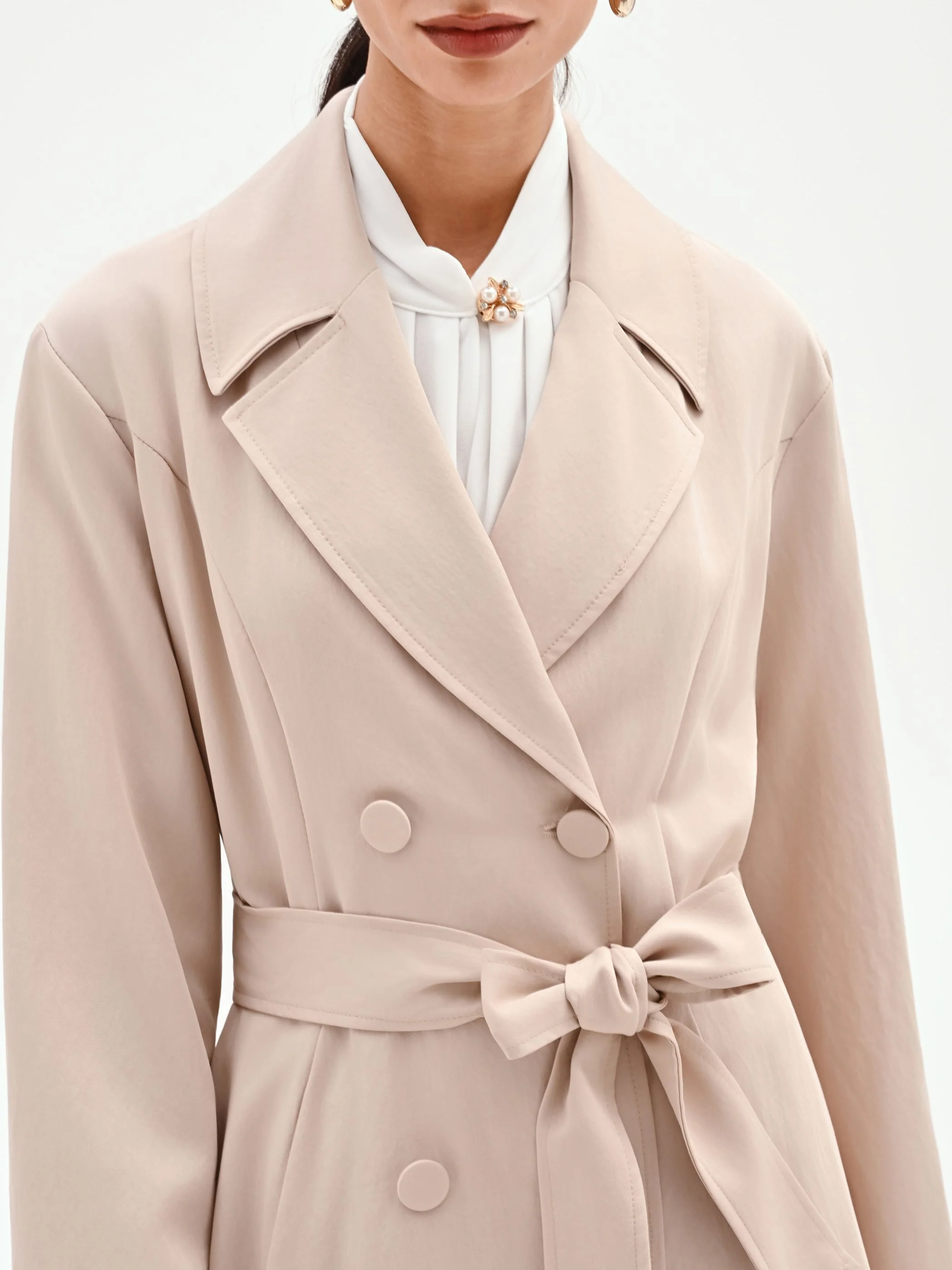 Trench doppiopetto tortora beige - Image 3