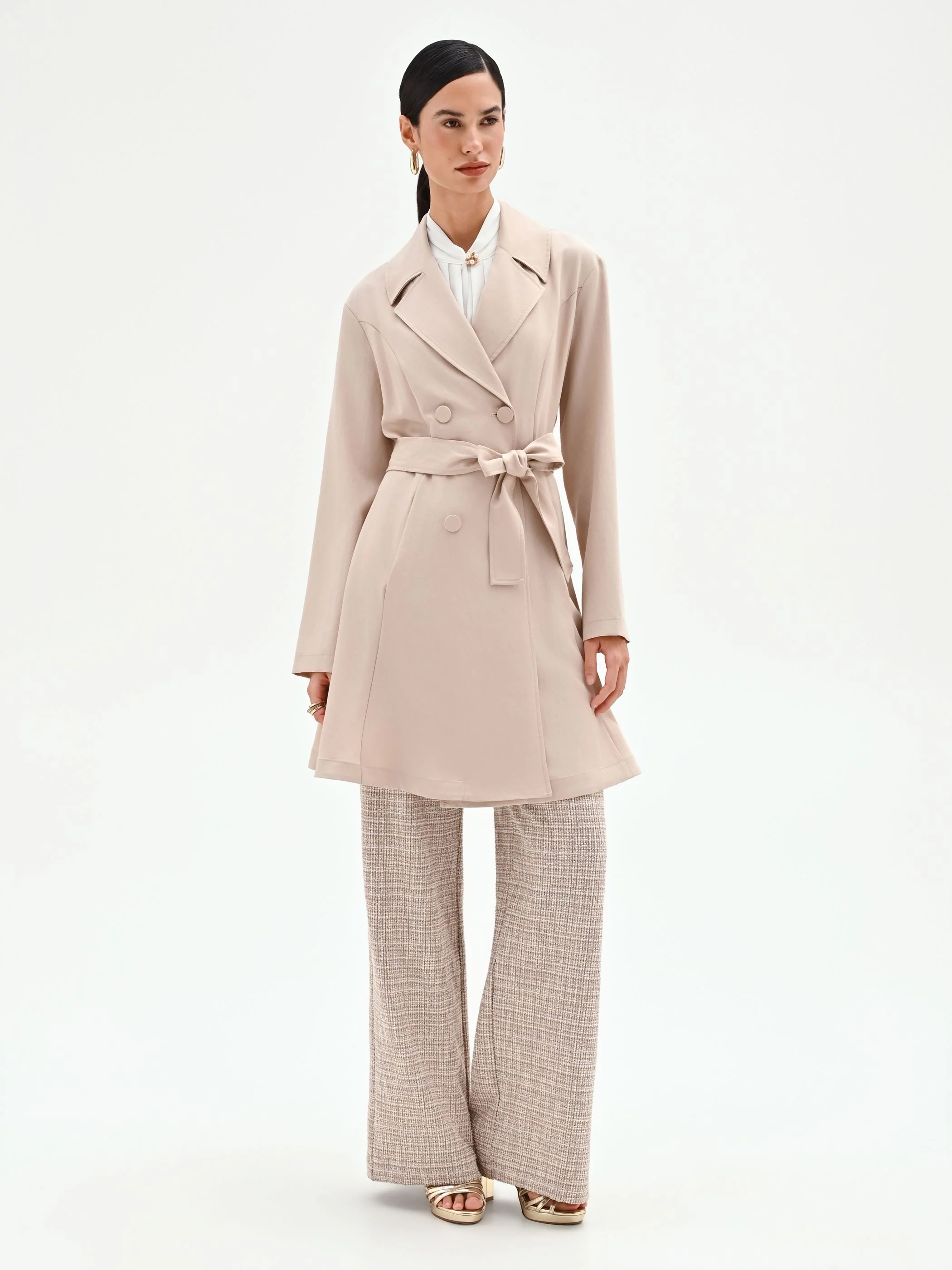 Trench doppiopetto tortora beige - Image 5