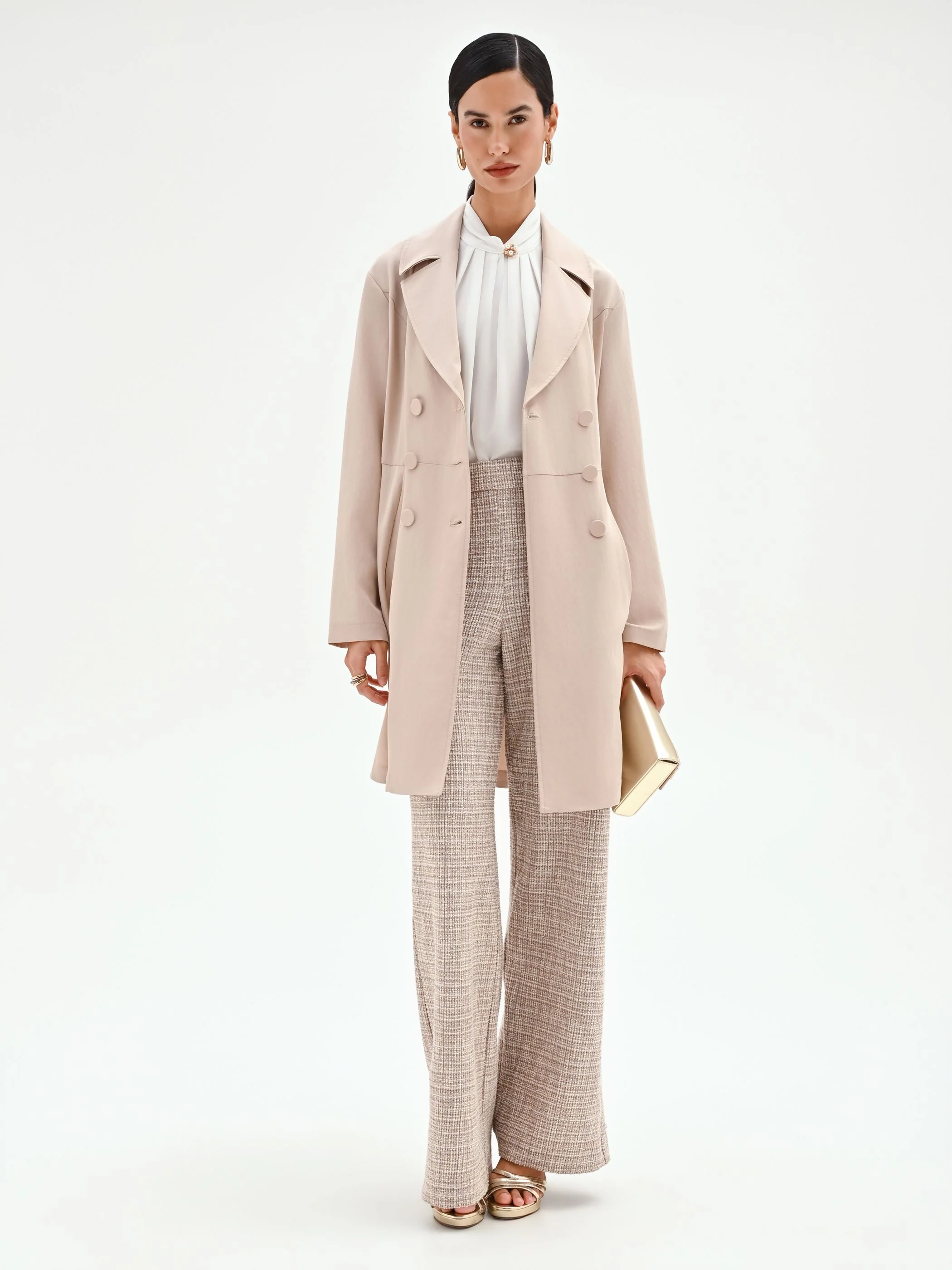 Trench doppiopetto tortora beige - Image 7