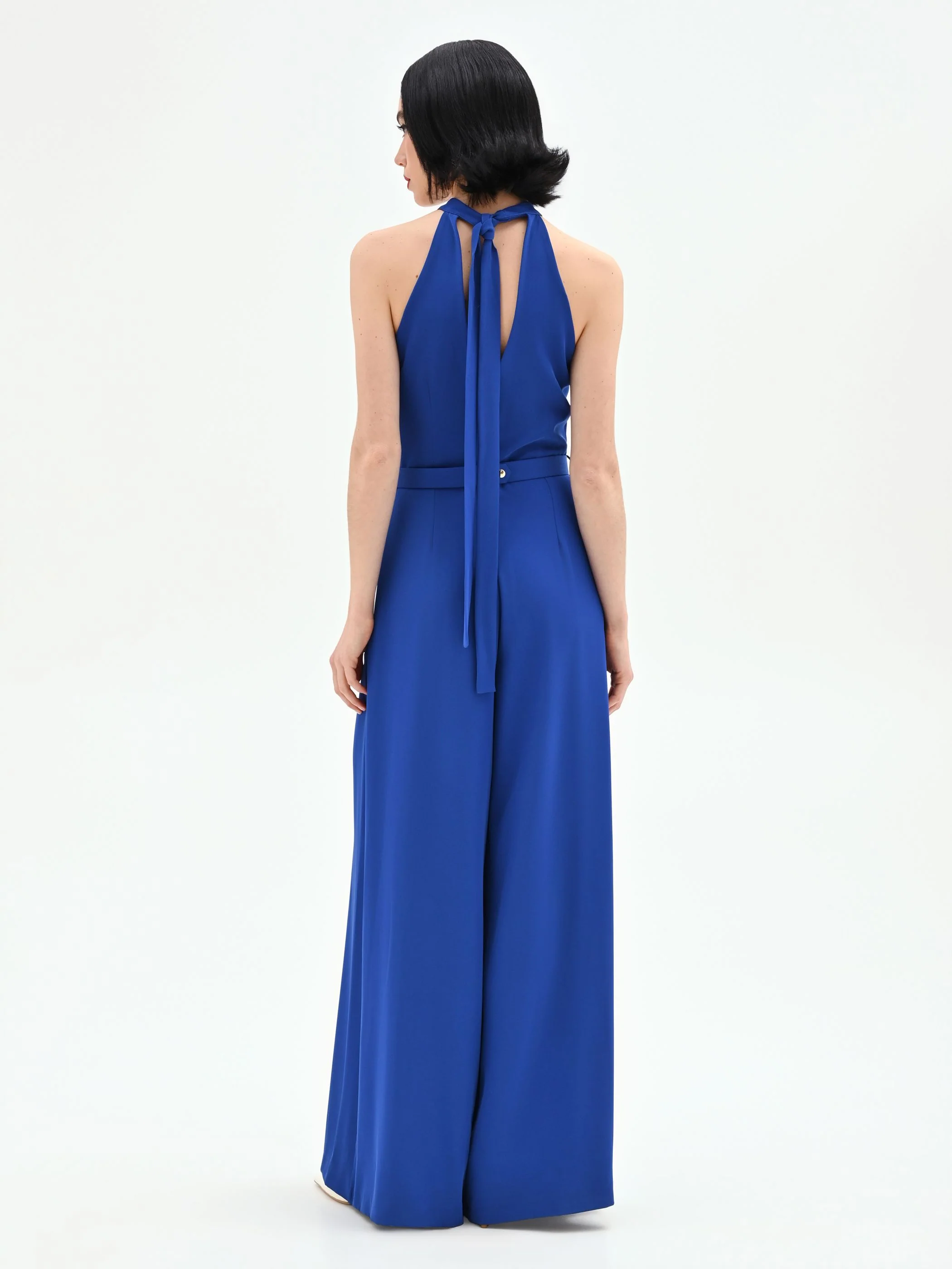 Tuta elegante blu Cina con pantalone a palazzo - Image 2