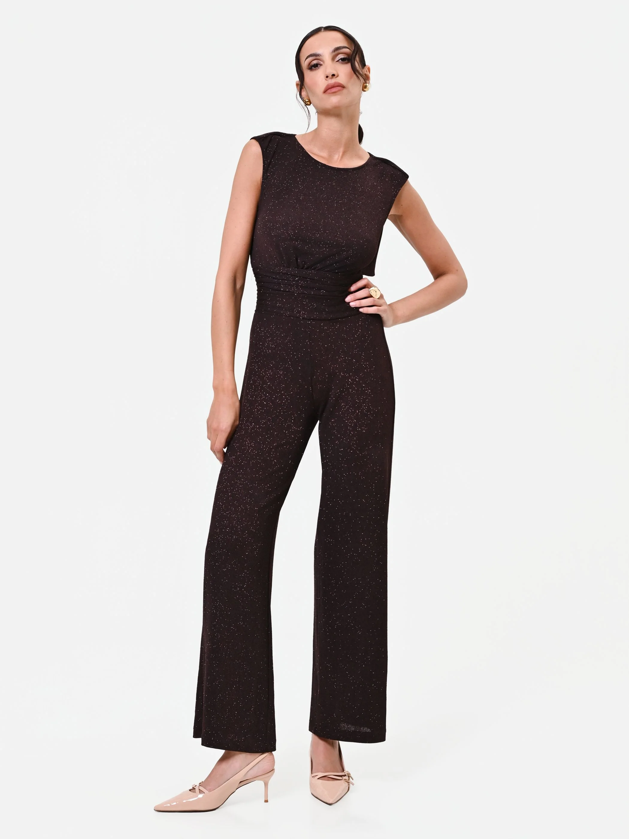 Tuta moro marrone con pantalone a palazzo - Image 4