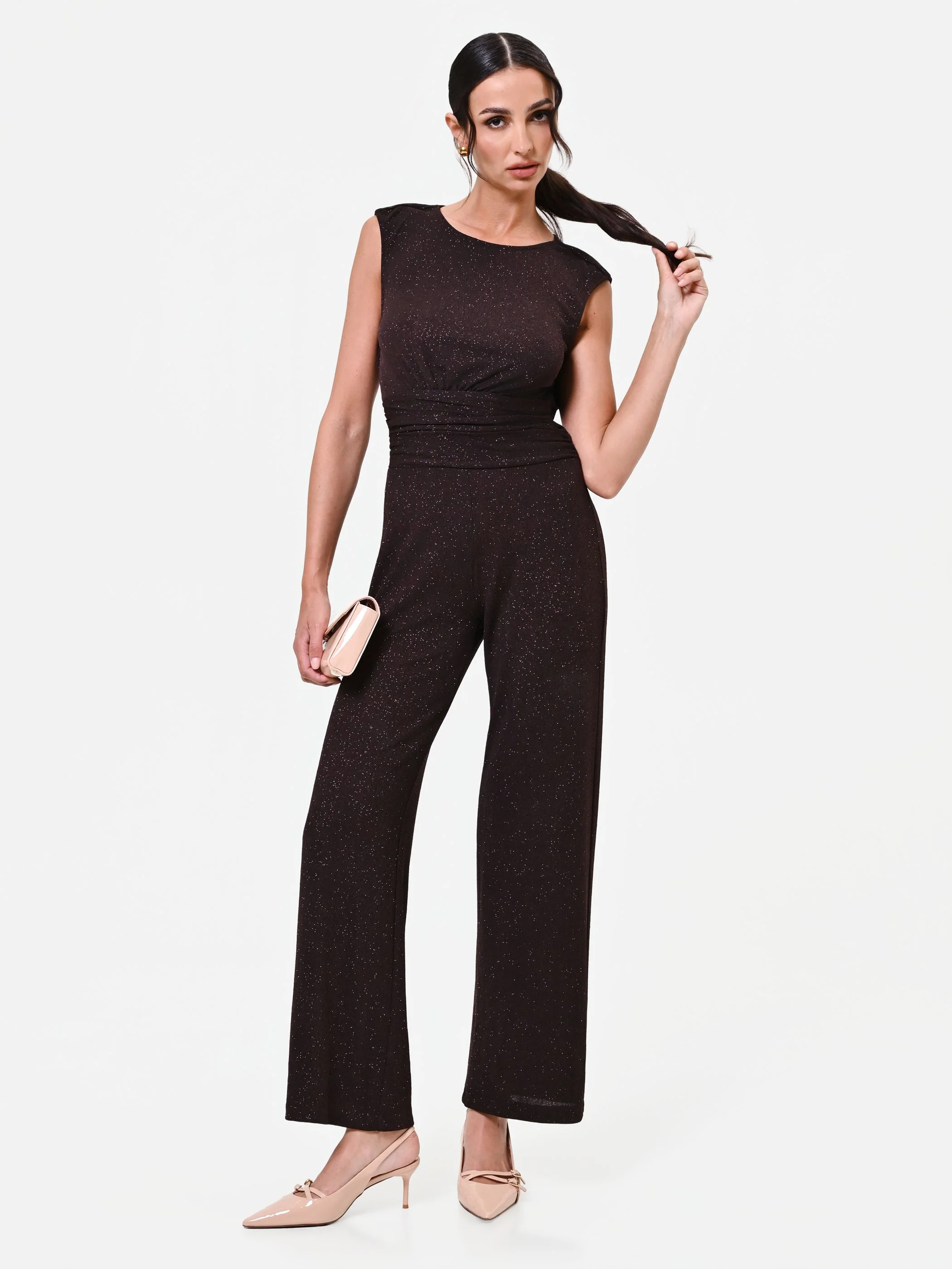 Tuta moro marrone con pantalone a palazzo - Image 5