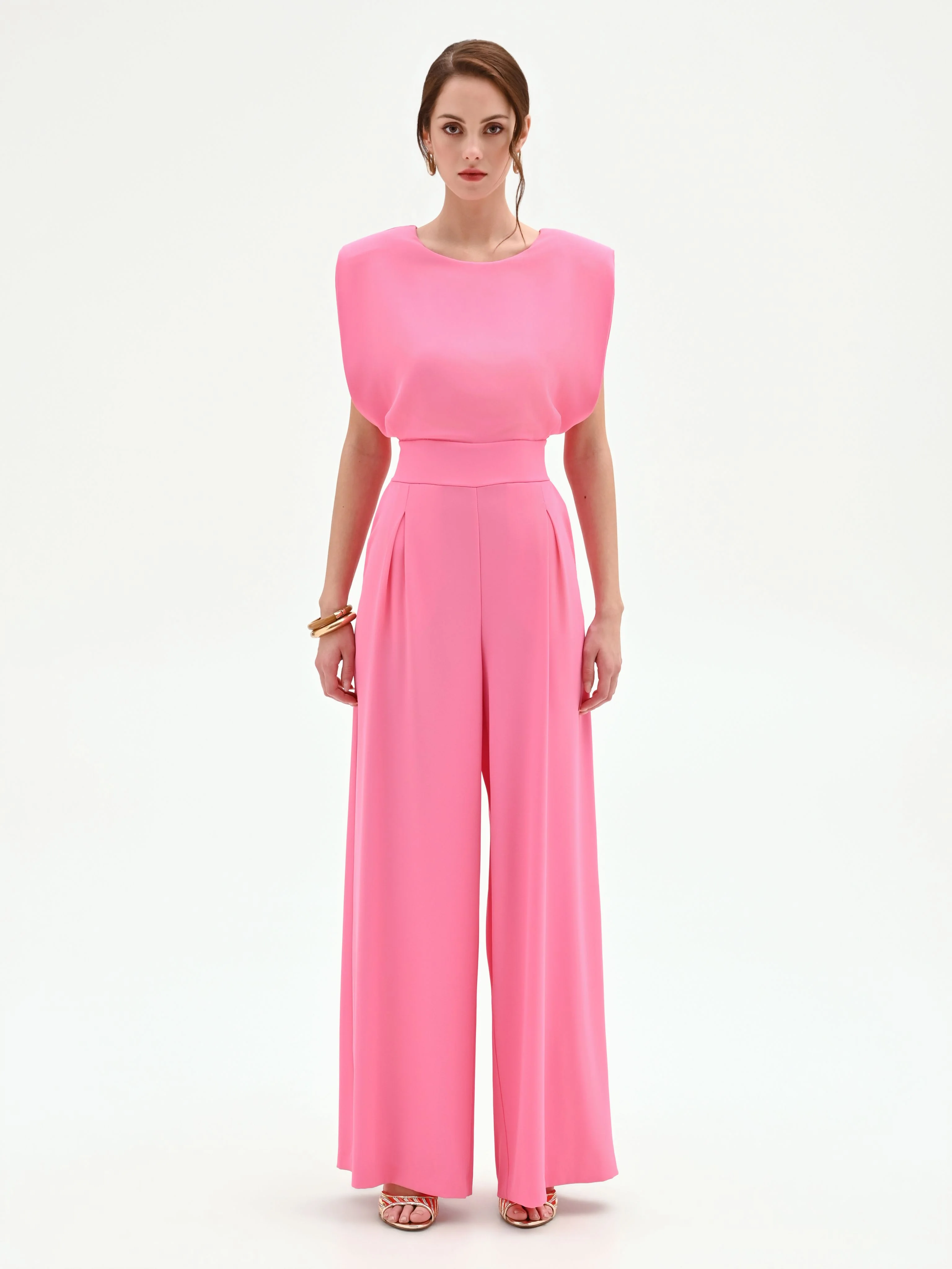 Tuta rosa con pantalone a palazzo - Image 3