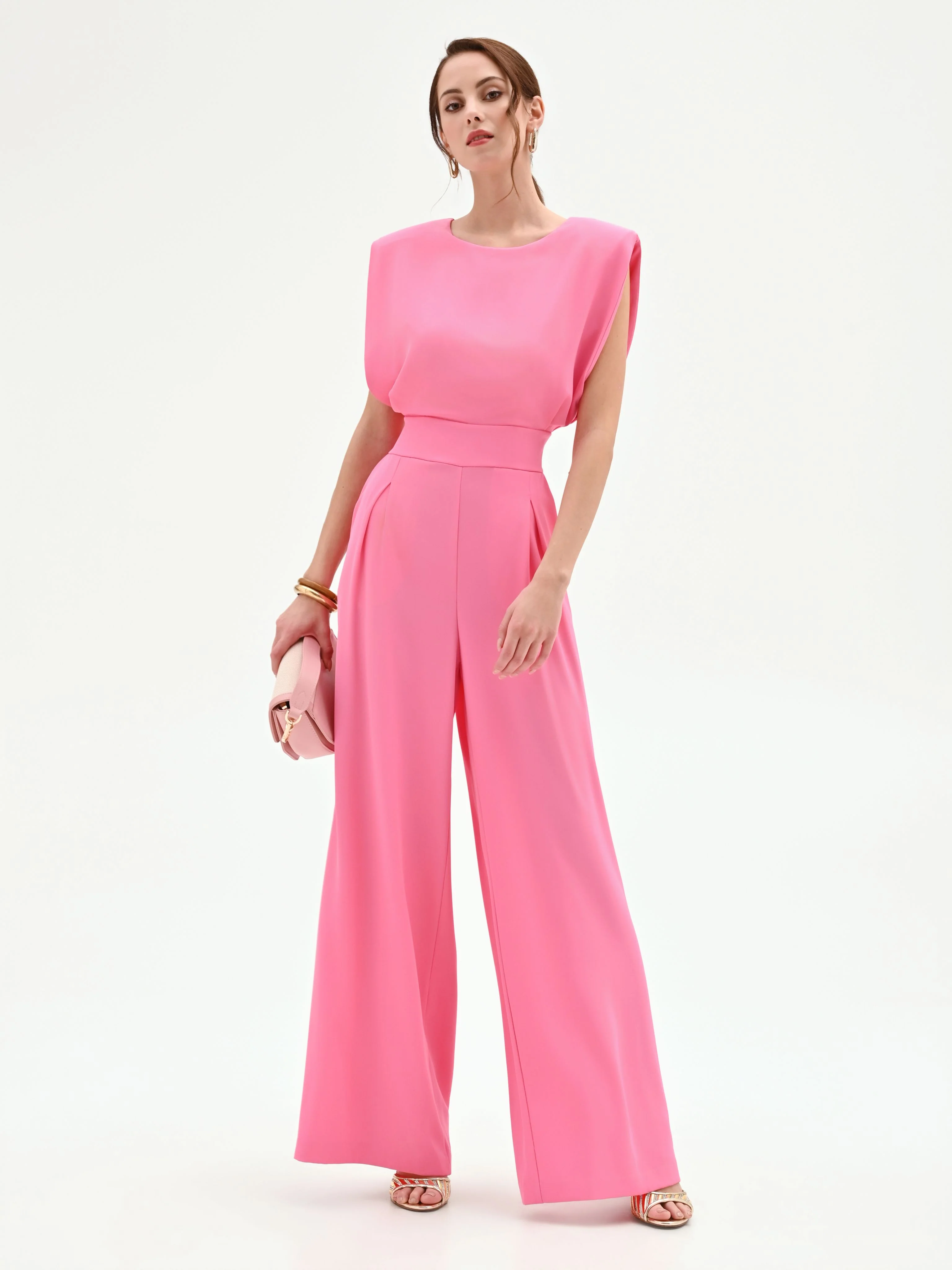 Tuta rosa con pantalone a palazzo - Image 6