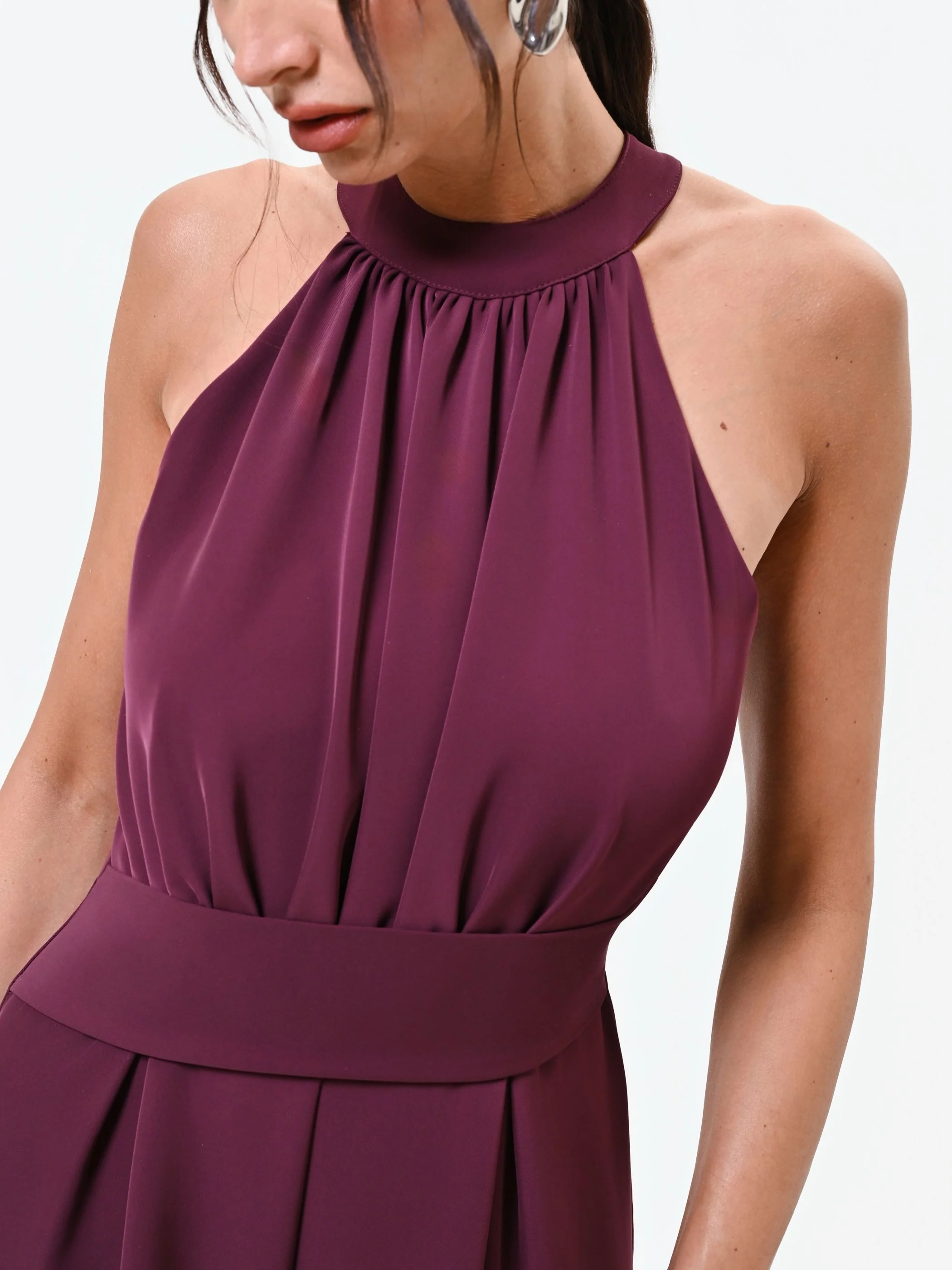 Tuta rosso bordeaux con pantalone palazzo - Image 3