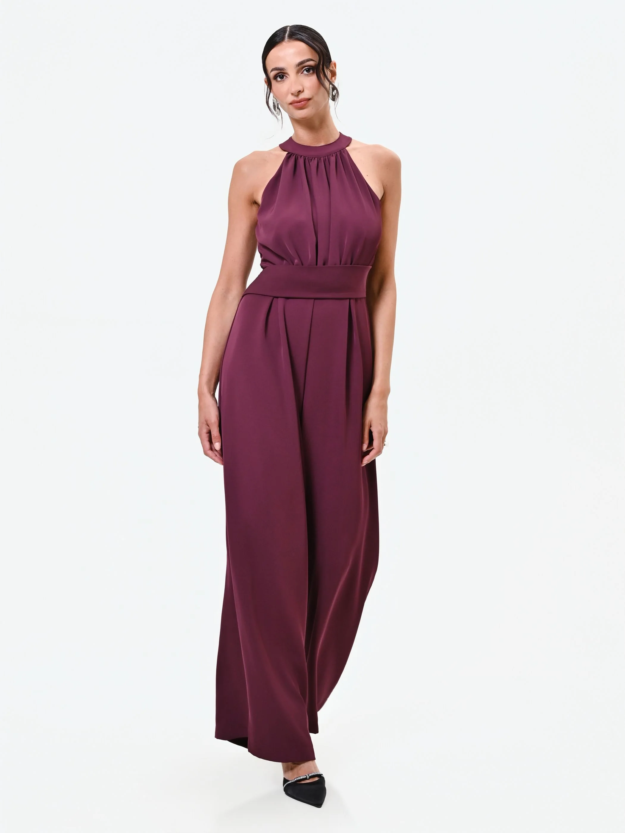 Tuta rosso bordeaux con pantalone palazzo - Image 4