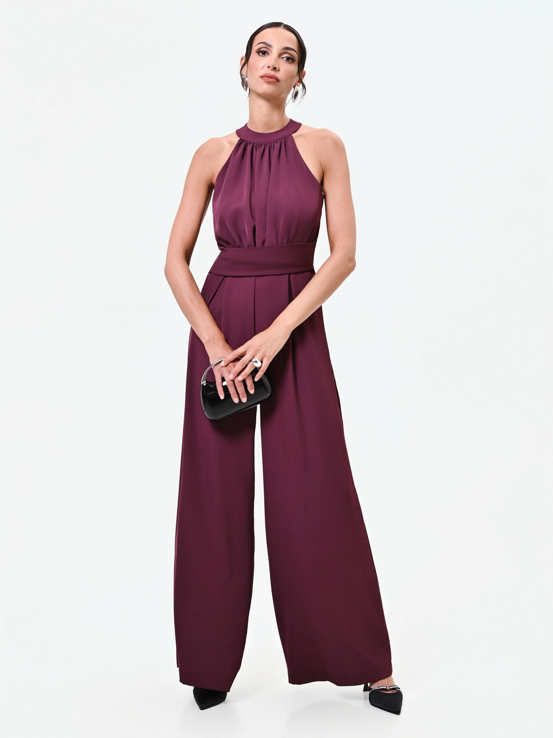 Tuta rosso bordeaux con pantalone palazzo - Image 5